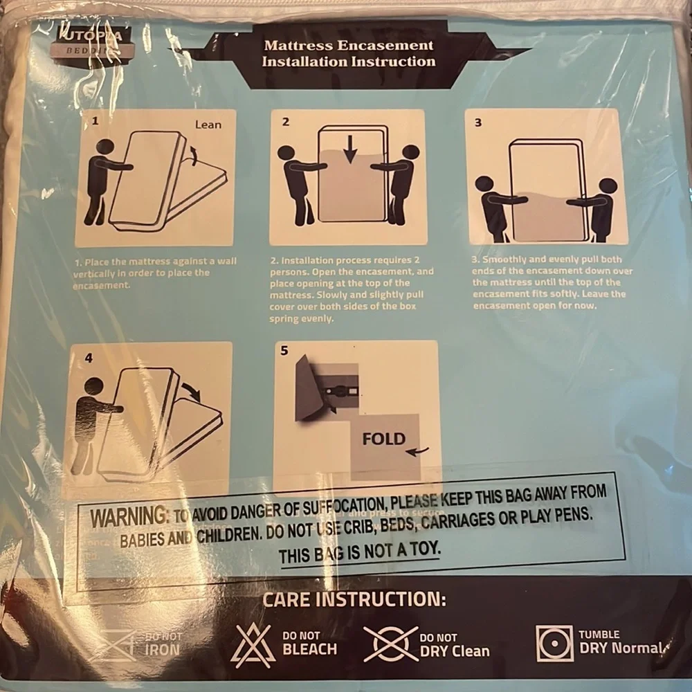 Waterproof mattress cover, zip-up full size. New -in-package, never used.